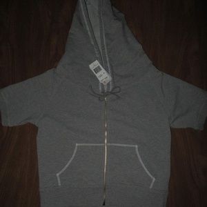 Project G Medium Grey Gray Zip Up S/S Hoodie NWT